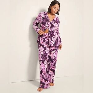 Soma Purple Flamingo Print Pajama Top